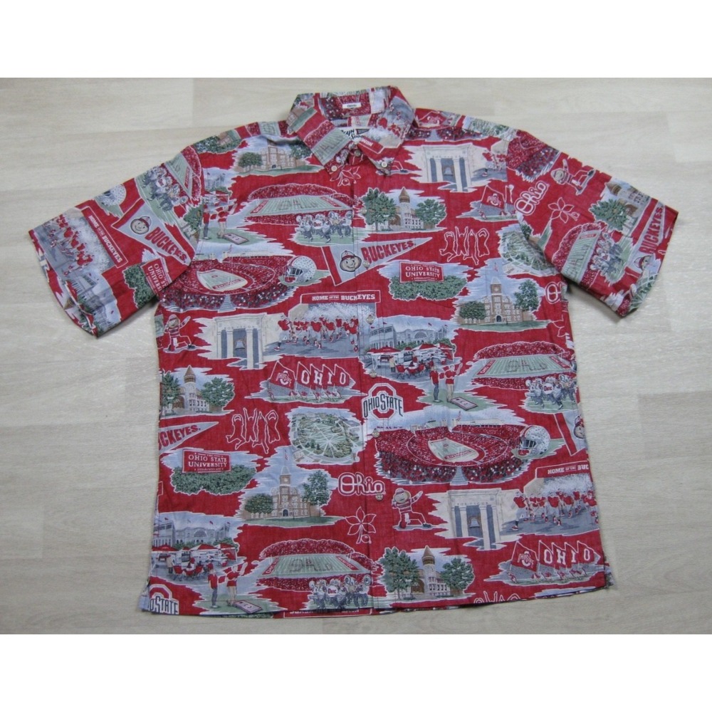 Reyn Spooner Ohio State Buckeyes AOP Button Up‎ Shirt Men's (XL) OSU Football
